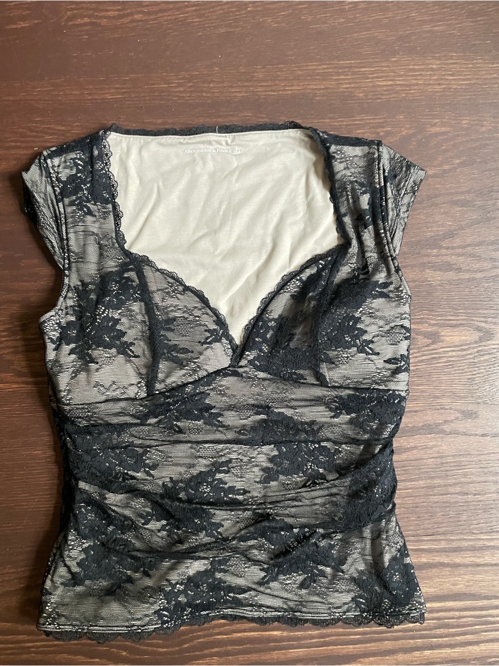 Abercrombie & Fitch Black Lace Overlay Cap Sleeve Top